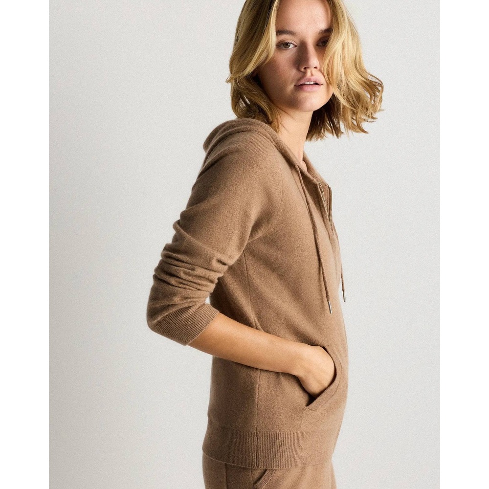 Quince Mongolian Cashmere Full zip hoodie NWT SIZE LARGE TEAK - Picture 2 of 6